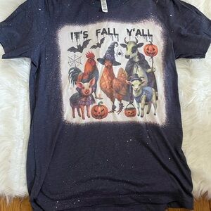 Halloween Graphic T-Shirt Dark Blue and White Gradient Shirt